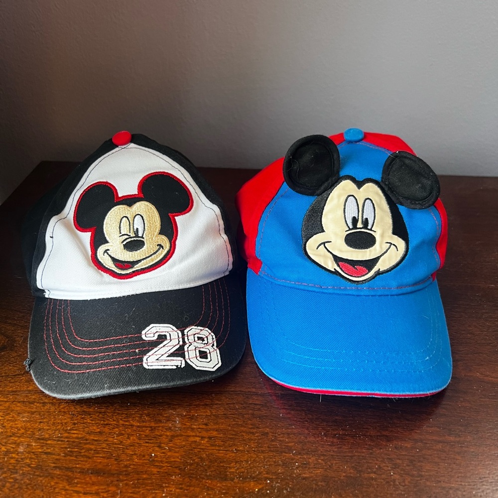 Disney‎ Mickey Mouse Caps in Black and Blue for Kids Bundle GUC